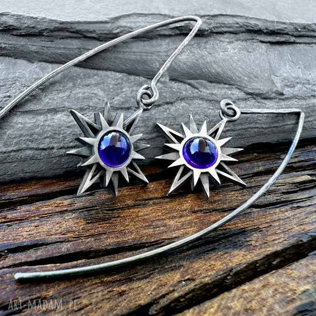 Srebrne kolczyki Gwiazda Venus z ametystem 6 mm