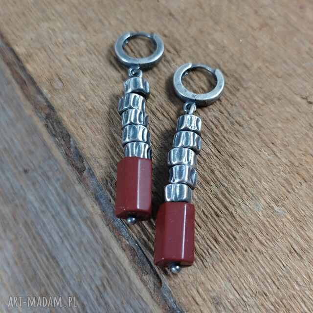 Kolczyki - jaspis czerwony
