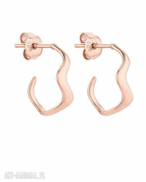 Kolczyki małe falowane półkola z różowego złota