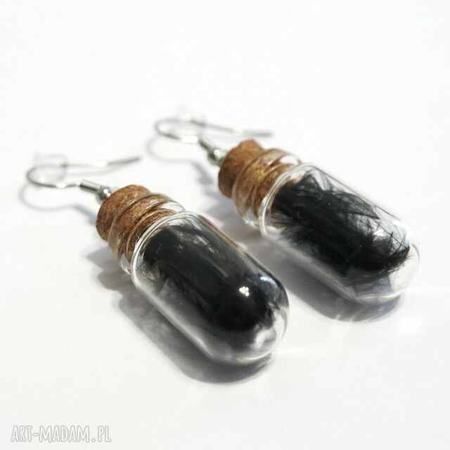 Kolczyki fiolki - czarne piórka