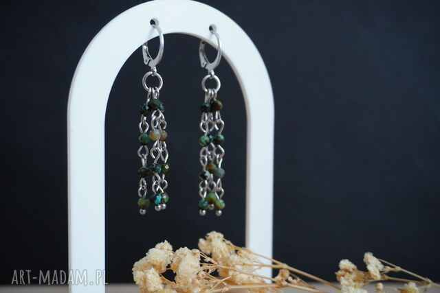 Kolczyki stal chirurgiczna - turkus afrykański