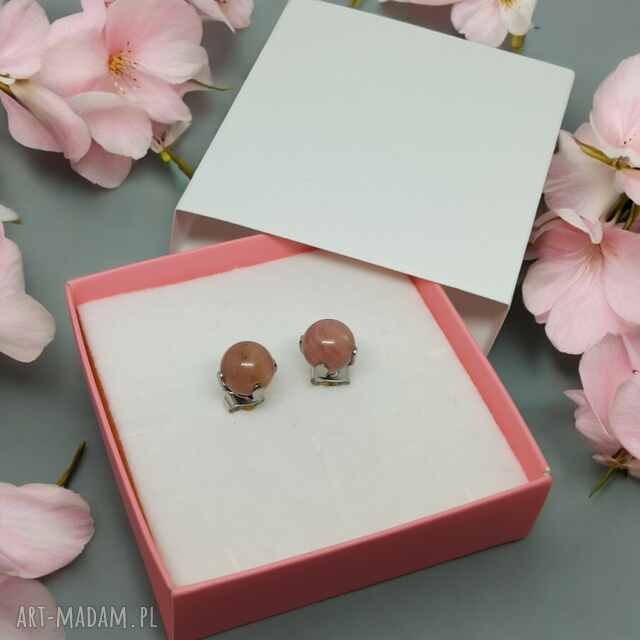 Kolczyki z rodonitu i stali szlachetnej