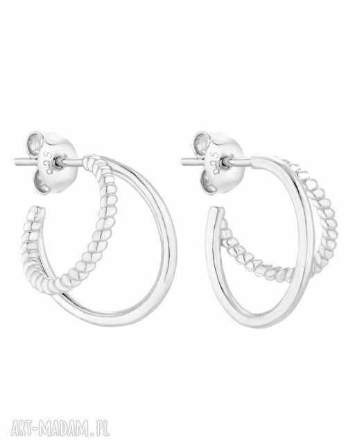 Srebrne kolczyki podwójne półkola