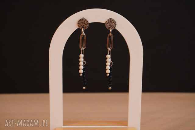 Kolczyki - stal chirurgiczna - jadeit, howlit