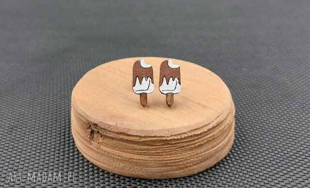 Kolczyki drewniane LODY NA PATYKU