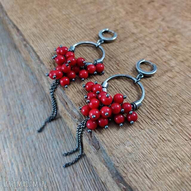 Kolczyki - koral na kole