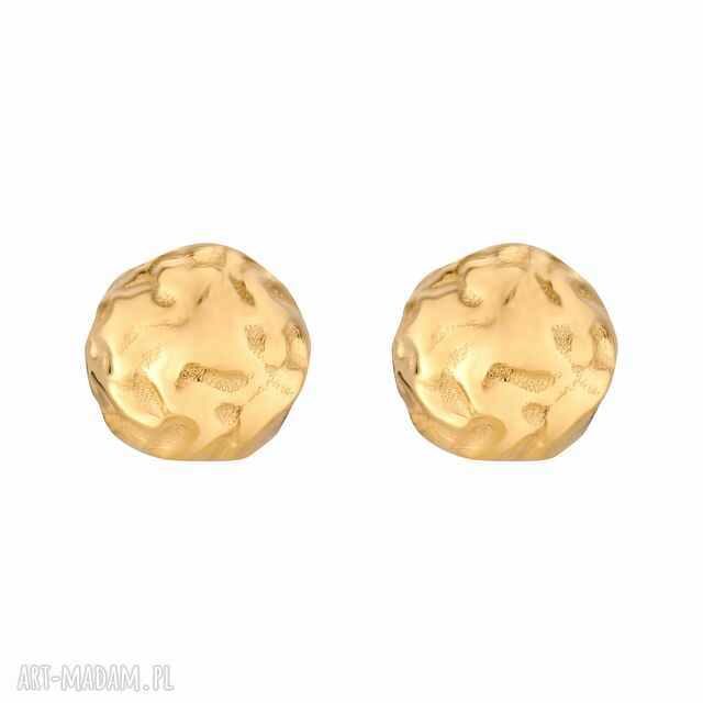 Złote kolczyki małe gniecione koła