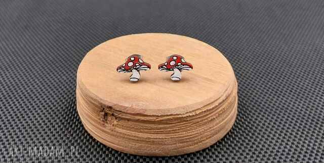 Kolczyki drewniane MUCHOMORY