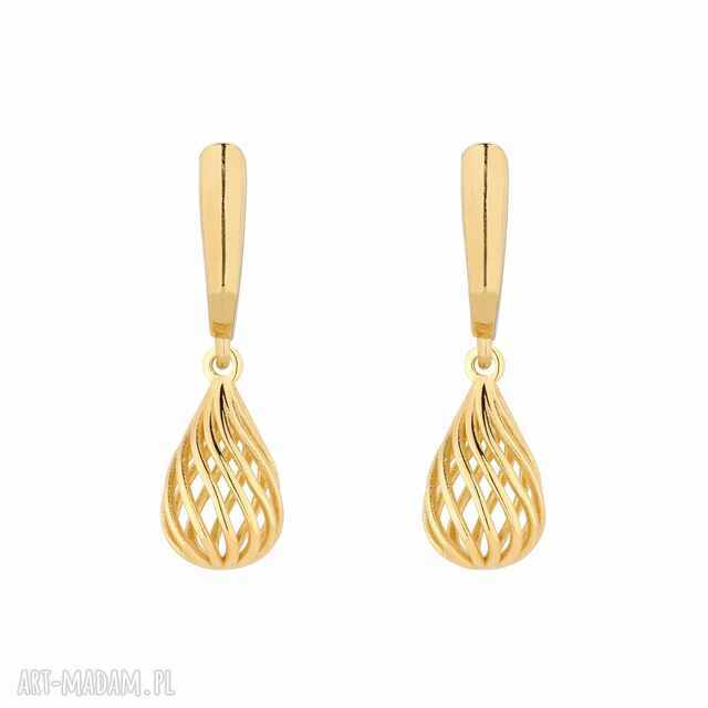 Złote kolczyki z ażurowymi zawieszkami