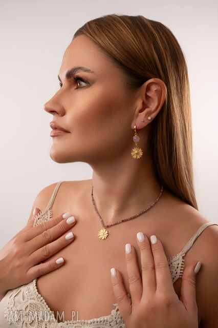 Kolczyki z kryształem Stokrotki, Srebro 925 w złotym pokryciu