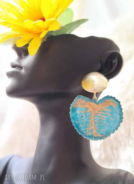 🌞 Duże, letnie kolczyki z mosiądzu w kształcie liścia 🌿