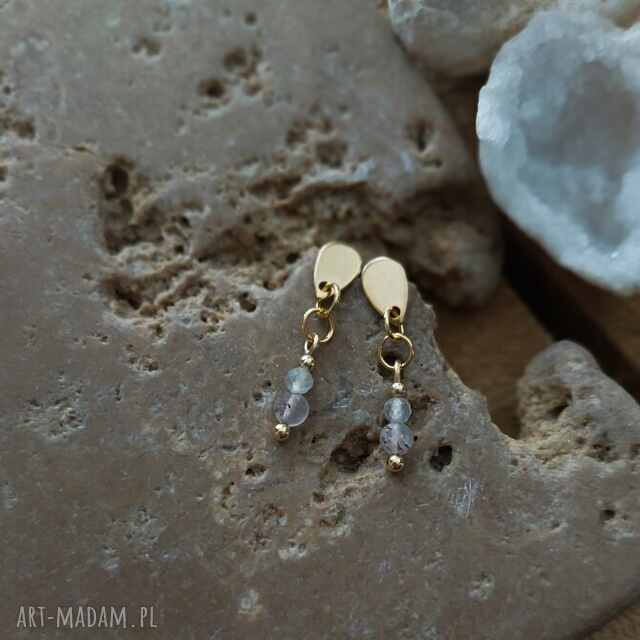 Kolczyki z kwarcem truskawkowym i labradorytem