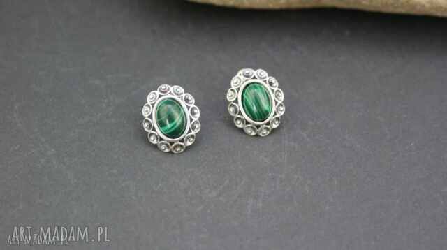 Kolczyki malachit srebro 925