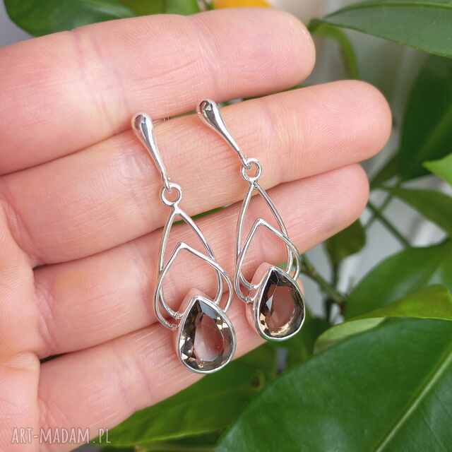 Kolczyki z kwarcem dymnym