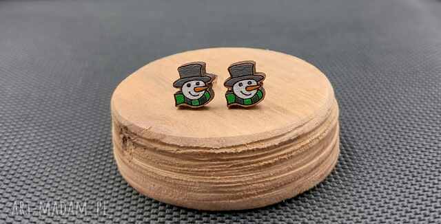 Kolczyki drewniane BAŁWANKI ZIELONE