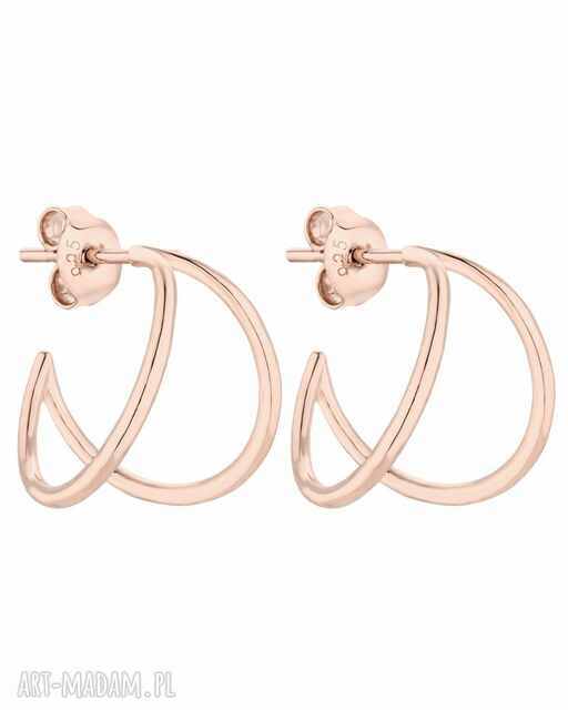 Kolczyki podwójne półkola z różowego złota