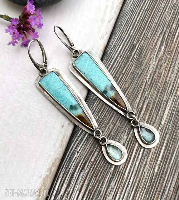chryzokola, kyanit i słodkie popołudnie - srebrne kolczyki
