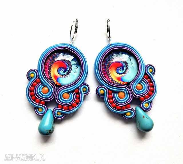 Kolczyki sutaszowe haftowane ręczny Tahiti