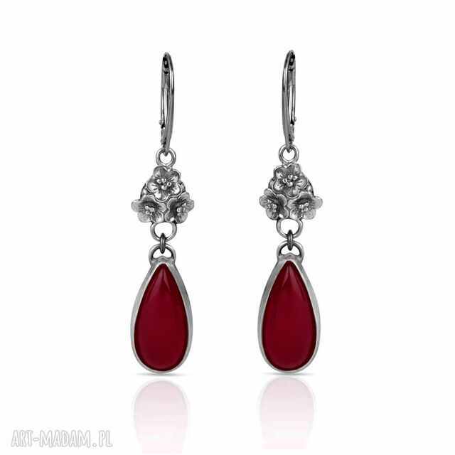 Srebrne kolczyki z agatem w kwiatach carmen a850