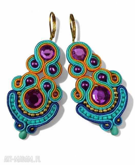 Kolczyki sutasz Nane Sutasz rękodzieło kolorowe