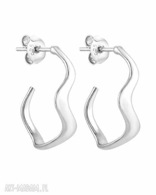 Srebrne kolczyki duże falowane półkola