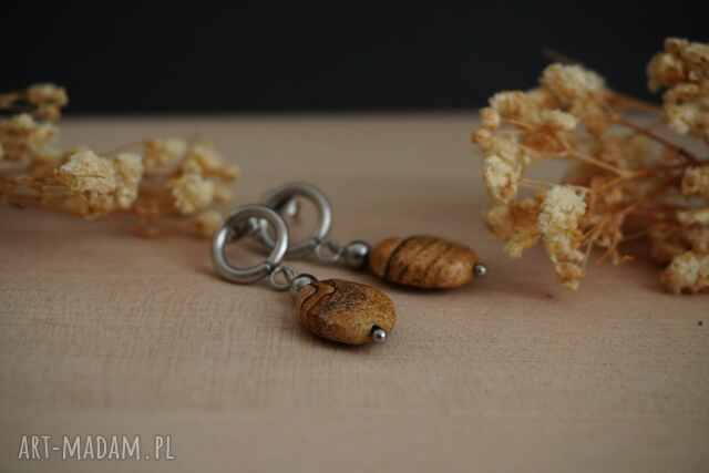 Kolczyki stal chirurgiczna - jaspis krajobrazowy