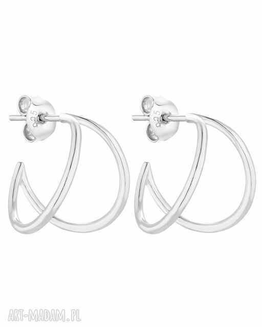 Srebrne kolczyki podwójne półkola