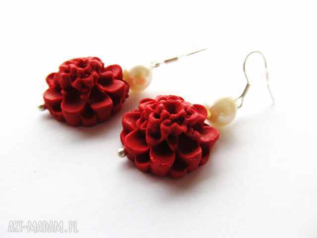 KOLCZYKI czerwone kwiaty