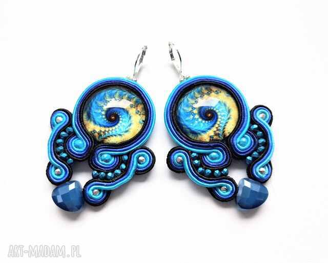 Kolczyki haftowane sutaszowe Baltic Sea