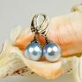 turkusowe perłowe błękity - b122 kolczyki srebrne