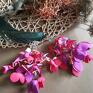 Kolczyki lekkie kwiaty długie bujne amarantowe - etno frędzle