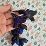 Kolczyki leciutkie kwiaty czarne fiolet granat - frida etno
