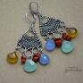 kolczyki kolorowe, boho, wire wrapping, stal chalcedon