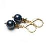 Pearls /navy blue / vol. 4 - pozłacane - klasyczne kolczyki perły majorka