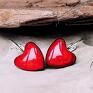 wiszące kolczyki serca czerwone serduszka ceramiczne prezent dla kobiety