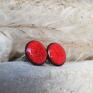 ceramiczne kolczyki na sztyftach antyalergicznych - okrągłe zmysłowo czerwone kolczyk
