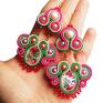 kolczyki różowe secret garden soutache