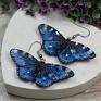Motyle - kolczyki wiszące w odcieniach niebieskiego, granatu i czerni koczyki