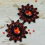 pomysł na prezent świąteczny eleganckie czarno czerwone z kryształami święta kolczyki zkoralików