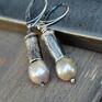 srebrne kolczyki z perłą typu barok - perły srebro oksydowane