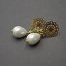 białe seashell pearls /white/ perły naturalne vol. 16 - kolczyki z perłami