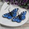 Motyle - kolczyki wiszące w odcieniach niebieskiego, granatu i czerni niebieskie
