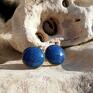 ceramiczne kolczyki błękitne sztyfty 12 mm okrągłe wkrętki niebieskie biżuteria