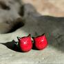 GAIA ceramika koty sztyfty antyalergiczne minimalistyczne czerwone - art biżuteria dla milosniczek kotow kolczyki ceramiczne