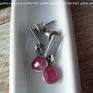 pink silver kolczyki z rubinu i srebra - na sztyft prezent