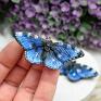 białe niebieskie motyle - kolczyki wiszące w odcieniach niebieskiego koczyki