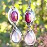 pomysł pod choinke i różowy świt - srebrne kolczyki rubin prezent dla kobiety