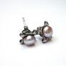 różowe srebro mini pearls - kolczyki perły