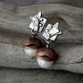 Acorns I kolczyki z miedzi i srebra z perłami metaloplastyka