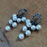 Irart Kolczyki - sztyfty z perłami - srebro oksydowane